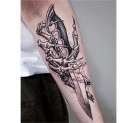 2 adesivi per tatuaggi temporanei a base di erbe a forma di succo di teschio scuro per uomini e donne, semipermanenti, impermeabili, della durata di 2 settimane, tatuaggi finti