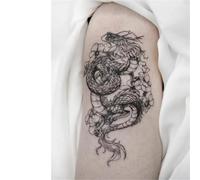 2 adesivi per tatuaggi temporanei a base di erbe con succo di drago dorato per uomini e donne, semipermanenti, impermeabili, della durata di 2 settimane, tatuaggi finti