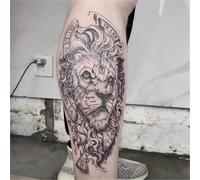 2 adesivi per tatuaggi temporanei a base di erbe per donne e uomini, a forma di vitello e leone, semipermanenti, impermeabili, della durata di 2 settimane, tatuaggi finti