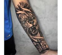 2 adesivi per tatuaggi temporanei a base di erbe, per uomini e donne, europei e americani, raffiguranti il Leone, semipermanenti, impermeabili, della durata di 2 settimane, tatuaggi finti.(2pcs)