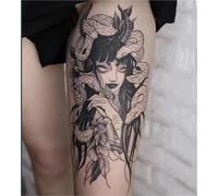 2 adesivi per tatuaggi temporanei a forma di serpente Medusa Queen per uomini e donne, semipermanenti, antiriflesso, impermeabili, durano 2 settimane, tatuaggi finti