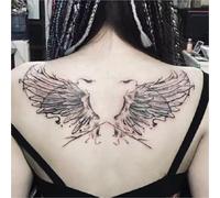 2 adesivi per tatuaggi temporanei con ali posteriori per donne e uomini, semipermanenti, impermeabili, della durata di 2 settimane, tatuaggi finti