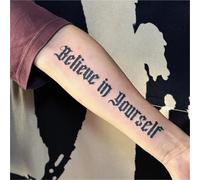 2 adesivi per tatuaggi temporanei con lettere inglesi "Credi in te stesso" per donne, semipermanenti, impermeabili, durano 2 settimane, tatuaggi finti