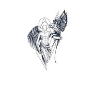 2 adesivi per tatuaggi temporanei Phantom Wing Spirit Deed, semipermanenti, impermeabili, antiriflesso, a lunga durata, retro realistico, tatuaggio finto