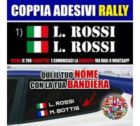 2 ADESIVI PERSONALIZZATI NOME PILOTA AUTO RALLY TUNING MOTO STICKER R2 DECAL