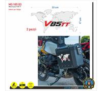 2 Adesivi Planisfero GUZZI V 85 TT NERO ROSSO BIANCO valigie laterali MG V85 B3