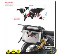 2 Adesivi Planisfero GUZZI V 85 TT NERO ROSSO valigie laterali MG V85 B2