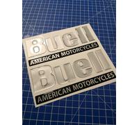 2 Adesivi Resinati Sticker 3D BUELL serbatoio American Motorcycles + Colori