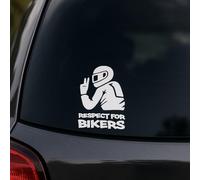 2 adesivi "Respect for Bikers" - 10 × 17 cm - Auto Sticker (bianco opaco)
