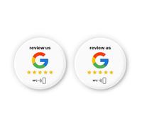 2 adesivi "Review us" su Google NFC Stickers - 3 cm Ø - Collect More Reviews Instantly with One Tap - Self-Programmable & Reusable - Perfect for Counters, Business Cards, Devices & Displays
