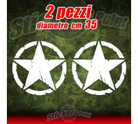 2 Adesivi STELLA US ARMY Jeep CJ CJ3 CJ5 stickers cm 35 star military 4X4 mod 03