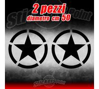 2 Adesivi STELLA US ARMY Jeep CJ CJ3 CJ5 stickers cm 50 star military 4X4 mod 01