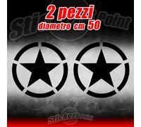 2 Adesivi STELLA US ARMY Jeep CJ CJ3 CJ5 stickers cm 50 star military 4X4 mod 01