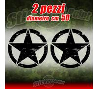 2 Adesivi STELLA US ARMY Jeep CJ CJ3 CJ5 stickers cm 50 star military 4X4 mod 02