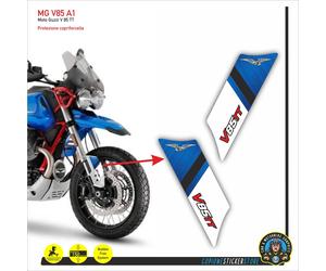 2 Adesivi Sticker MOTO GUZZI V85 TT parasteli forcella blu MG V85 A1