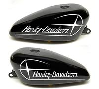 2 Adesivi Stickers Grafica Serbatoio Stella Worldcustom compatibili con Harley Davidson Moto Custom (ARANCIO)