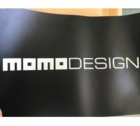 2 ADESIVI STICKERS MOMO DESIGN PER AUTO MOTO E TUNING BIANCO SU NERO TRASLUCID