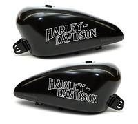 2 Adesivi Stickers Worldcustom compatibili con Harley Davidson da Serbatoio Moto Custom (ARANCIO 12 LITRI)