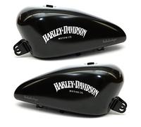 2 Adesivi Stickers Worldcustom compatibili con Harley Davidson MOTOR CO. da serbatoio Moto Custom (NERO OPACO)