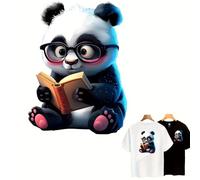 2 adesivi termoadesivi in vinile pronti per la stampa a forma di panda chic con occhiali da stirare per magliette, abbigliamento, felpa con cappuccio, artigianato fai da te
