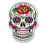 2 Adesivi teschio stile messicano, Day of the Dead #5670 7,5 cm ancho x 10 cm alto como se muestra