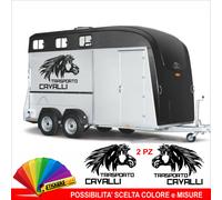 2 Adesivi TRASPORTO CAVALLI per rimorchio adesivo cavallo per carrello traino M2