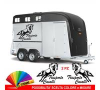 2 Adesivi TRASPORTO CAVALLI per rimorchio adesivo cavallo per carrello traino M3