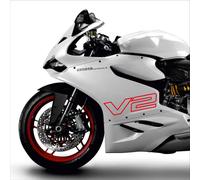 2 adesivi V2 bordo esterno rosso compatibili DUCATI Panigale 899 - A8