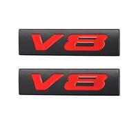 2 Adesivi V8 Emblem Auto Decorazione Badge Emblem Sticker per Mustang (nero rosso)