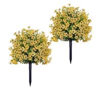 2 alberi artificiali a sfera topiaria viola da 59,9 cm, con picchetti, resistenti allo sbiadimento ai raggi UV, piante artificiali per esterni, arbusti verdi finti per casa, giardino, cortile, patio