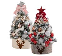 2 Albero Natale, Albero Natale Tavolo 45 Cm, Con Luci Decorative E Palline, Decorazioni Floccate, Per Soggiorno, Decorazione Per Interni, Scrivania, Festività, Porta