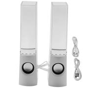 2 altoparlanti LED con luce danzante, musica per fontana, luce per PC, laptop, telefono, altoparlante stereo portatile da scrivania, bianco