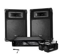 2 altoparlanti PACK SONO passivi 8"Amp 2x180W + 1000W + 2 + Cavi moonflowers STAR360