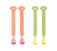 2 alzawc in silicone design tulipano - Attacco regolabile a morsetto (verde + arancione), alzawc avvolgente, maniglia per wc