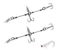 2 Ami Stinger Con Sistema Leader, Sistemi a Vite Per Pesci Di Gomma, Con Testa Jig, Sistemi Stinger Per Lucci a Bassa Profondità, Per Esche Di Dimensioni S, M, L (S)