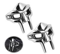 2 anelli punk a forma di teschio per Halloween, stile gladiatore, maschera da faraone punk, retrò, in acciaio inox, stile nordico pagano, anelli in metallo argentato, per uomini e donne