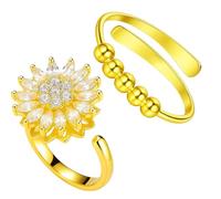 2 anelli rotanti per donne, anello antistress per il relax, anello fidget per la gestione dell'ansia, accessorio alla moda per feste e riunioni