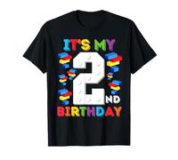 2 Anno Vecchio Blocchi Costruire Maestro Builder 2 ° Compleanno Maglietta