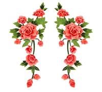 2 applique colorate ricamate floreali, cave, colore rosso | Tessuto ricamato floreale per il riciclaggio di vestiti e creare una dichiarazione di moda unica con tessuti per la casa