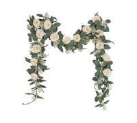 2 Artificial Tea Rose Garland with Ivy Leaf Simulation Rose Artificial Flowers To Hang for Home, Garden (champagne)