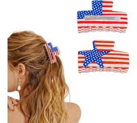 2 artigli per capelli da donna, per il 4 luglio, fermagli per capelli patriottici, colore rosso, bianco e blu, per feste dell'indipendenza, accessori per capelli estivi con design a stelle e strisce