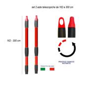 2 aste telescopiche in metallo allungabile manico scopa universale bastone 300cm