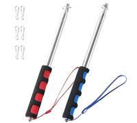 2 aste telescopiche per bandiere con clip, palmare, estensibili, in acciaio inox, retrattile, per campeggio, festival, guida turistica, insegnamento (blu + rosso, 2 m)