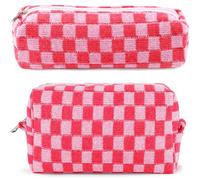 ZLFSRQ 2 trousse a scacchi da donna, astuccio per matite e cosmetici, da viaggio, grazioso astuccio per il trucco, astuccio con cerniera, organizer per articoli da toeletta alla moda (rosa)
