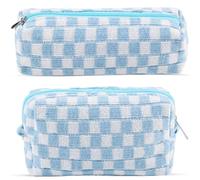 2 astucci a scacchi, graziosi, per adolescenti, a scacchi, trousse da viaggio, per cosmetici, borsa per il trucco, borsa portatile con cerniera, per la cura della pelle, organizer per articoli da