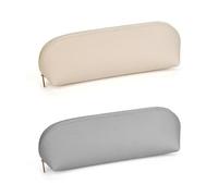 2 Astucci, Astuccio Per Organizzazione E Conservazione, Borsa Per Cancelleria In Pelle, Borsa Per Pennelli Da Trucco, Astuccio Con Cerniera, Astuccio Impermeabile In Pelle (Nero, Bianco)