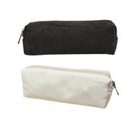 2 Astucci In Tinta Unita, Astucci In Velluto A Coste, Borse Portaoggetti Retrò, Borse Portaoggetti Per Cancelleria, Astuccio Semplice, Borse Cosmetiche Portatili (Bianco, Nero)