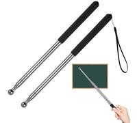 2 Bacchetta Telescopica Allungabile Puntatore, 25CM Puntatore per Insegnanti in Acciaio Inox, Puntatore Telescopico per L'Ufficio Presentazioni Didattiche