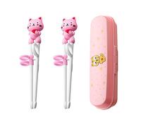 2 bacchette da allenamento per principianti, con assistente, adatte a principianti, anziani e bambini per addestrare le bacchette, bacchette cinesi, simpatici bacchette per animali da tavola, Rosa