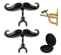 2 baffi a clip per trombe, baffi a clip per trombone con gambo piccolo, con custodia protettiva, facile da aggiungere per spettacoli divertenti, accessorio divertente per trombone
